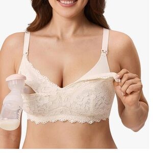 Lace Nursing/ Pumping Bra in Cream